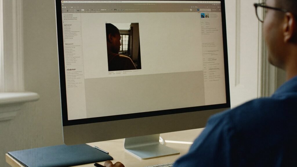 Designer montando o layout de um site para empresa