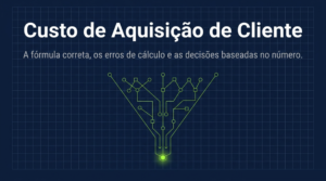 Trilha de circuito em que vários caminhos de aquisição convergem para um único ponto luminoso, representando o custo de conquistar um cliente
