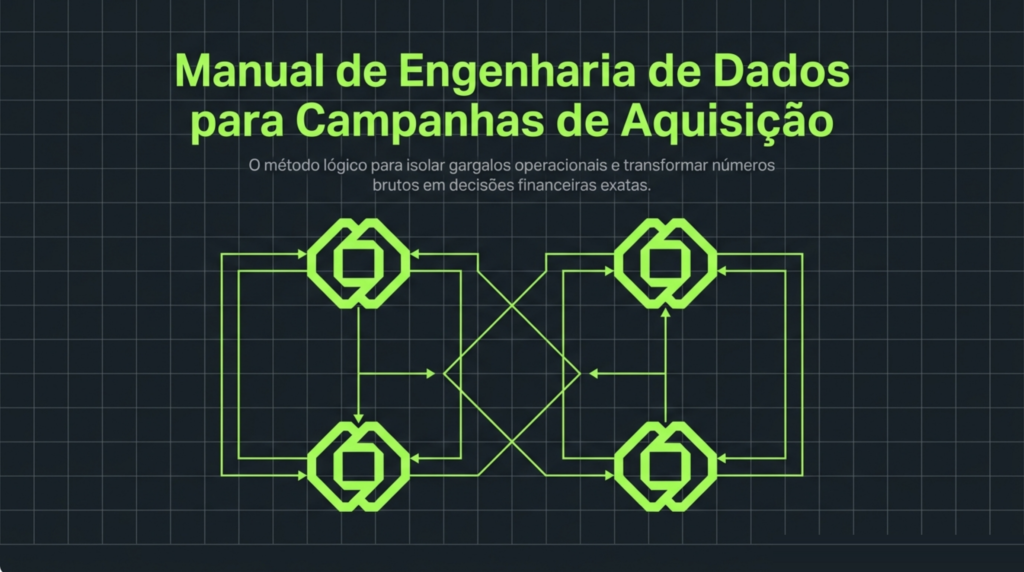 Diagrama de circuito que representa a leitura cruzada das métricas de campanha para isolar gargalos da operação